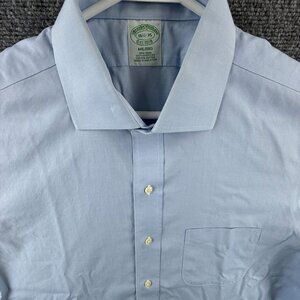 Brooks Brothers Non-Iron Milano 16.5 35 Cotton Blue Shirt Long Sleeve Pocket